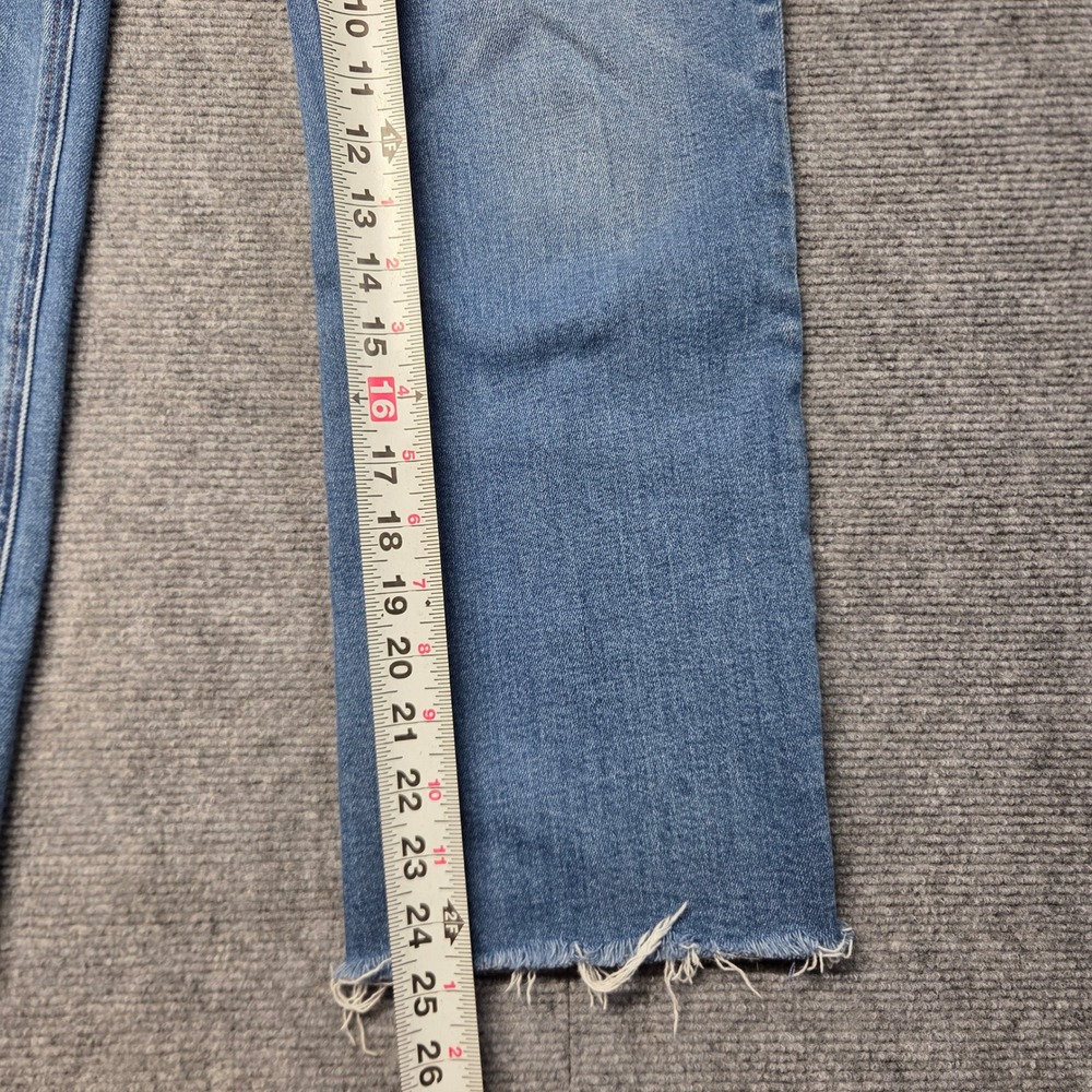 Quince Bella Stretch Straight Jeans Twilight Blue Fray Raw Hem 27 W-PNT-113 - Picture 10 of 16